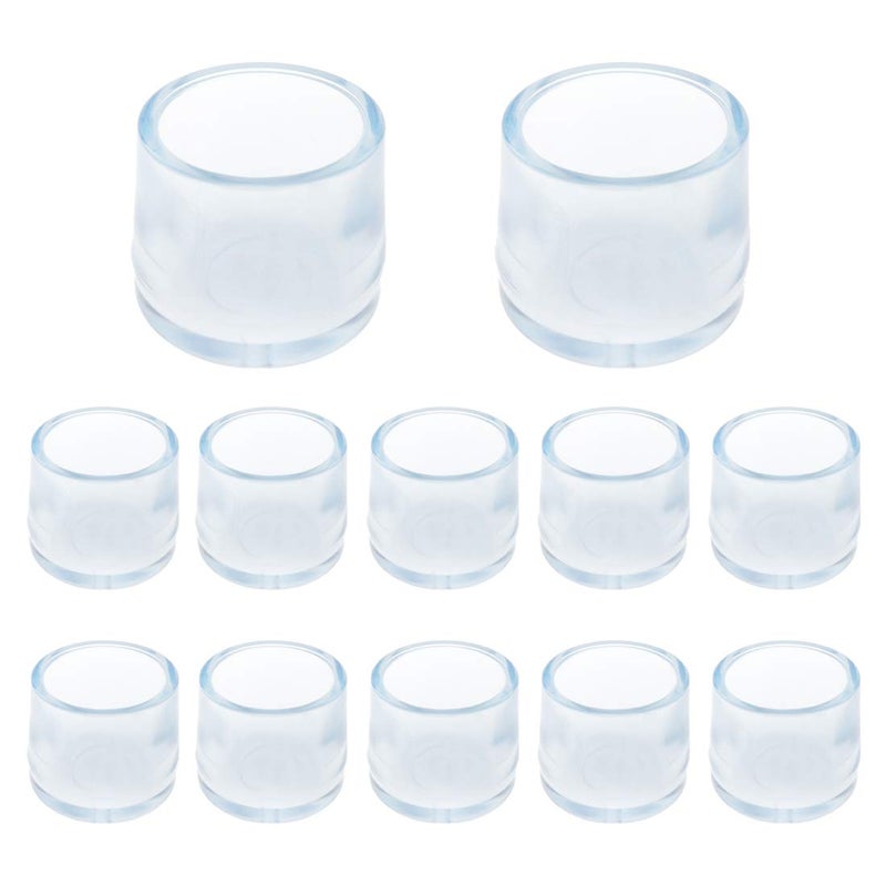 Semetall 12 Pcs 0.95 Inch Silicone Chair Leg Caps Floor Protectors Round Furniture Table Feet Covers,Preventing Scratches and Noise (Transparent) - Image 1